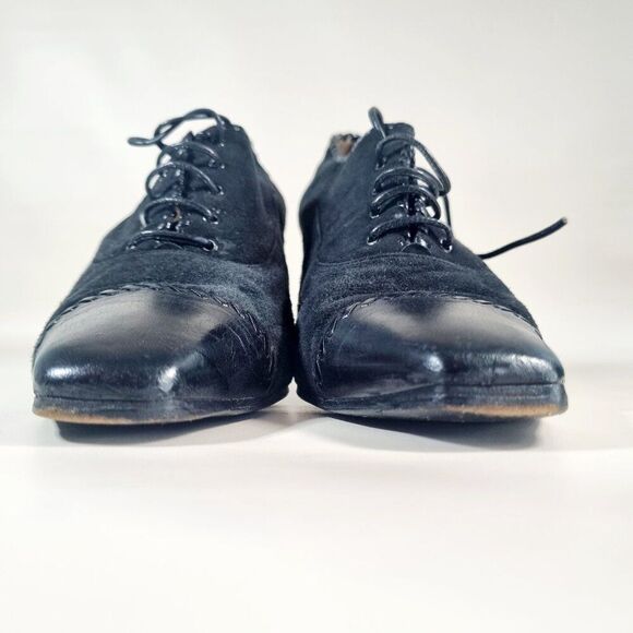 CHANEL Vintage Black Suede & Leather Lace-Up Heels - Made in Italy - Picture 4 of 8